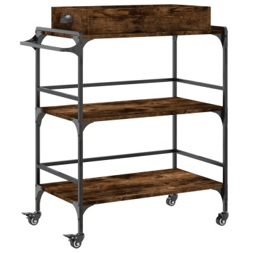 vidaXL Τρόλεϊ Κουζίνας Καπνιστή Δρυς 81,5x41x92,5cm Επεξεργασμένο Ξύλο 1 τεμ.
