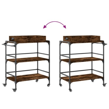 vidaXL Τρόλεϊ Κουζίνας Καπνιστή Δρυς 81,5x41x92,5cm Επεξεργασμένο Ξύλο 1 τεμ.