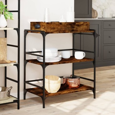 vidaXL Τρόλεϊ Κουζίνας Καπνιστή Δρυς 81,5x41x92,5cm Επεξεργασμένο Ξύλο 1 τεμ.