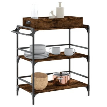 vidaXL Τρόλεϊ Κουζίνας Καπνιστή Δρυς 81,5x41x92,5cm Επεξεργασμένο Ξύλο 1 τεμ.