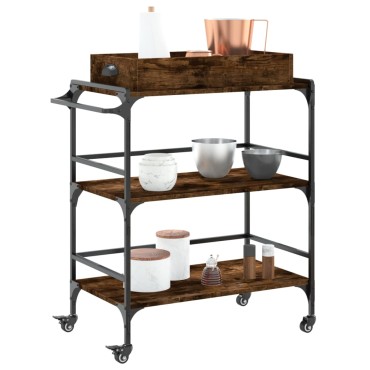 vidaXL Τρόλεϊ Κουζίνας Καπνιστή Δρυς 81,5x41x92,5cm Επεξεργασμένο Ξύλο 1 τεμ.