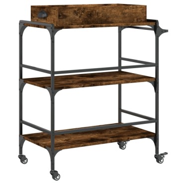 vidaXL Τρόλεϊ Κουζίνας Καπνιστή Δρυς 81,5x41x92,5cm Επεξεργασμένο Ξύλο 1 τεμ.