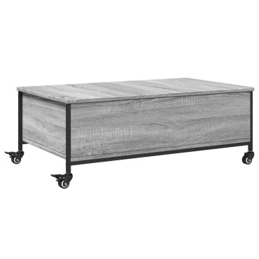 vidaXL Τραπεζάκι Σαλονιού Ροδάκια Γκρι Sonoma 91x55x34cm Επεξ. Ξύλο 1 τεμ.