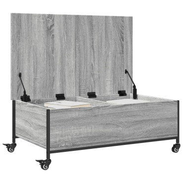 vidaXL Τραπεζάκι Σαλονιού Ροδάκια Γκρι Sonoma 91x55x34cm Επεξ. Ξύλο 1 τεμ.