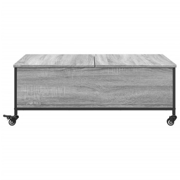 vidaXL Τραπεζάκι Σαλονιού Ροδάκια Γκρι Sonoma 91x55x34cm Επεξ. Ξύλο 1 τεμ.