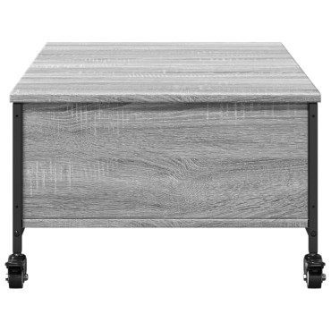 vidaXL Τραπεζάκι Σαλονιού Ροδάκια Γκρι Sonoma 91x55x34cm Επεξ. Ξύλο 1 τεμ.