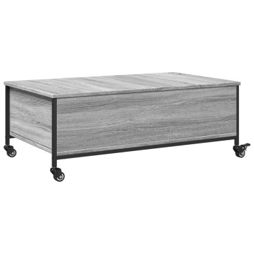 vidaXL Τραπεζάκι Σαλονιού Ροδάκια Γκρι Sonoma 91x55x34cm Επεξ. Ξύλο 1 τεμ.