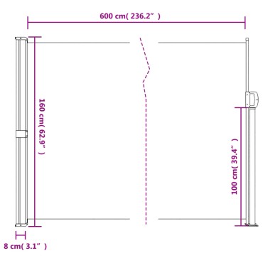 vidaXL Σκίαστρο Πλαϊνό Συρόμενο Ανθρακί 160 x 600 εκ.