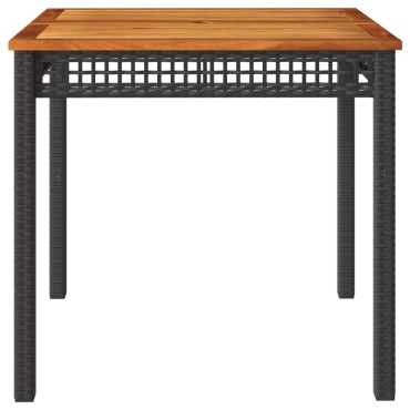 vidaXL Τραπέζι Κήπου Μαύρο 80x80x75cm Συνθετικό Ρατάν & Ξύλο Ακακίας 1 τεμ.