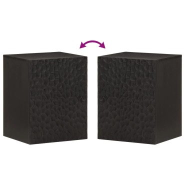 vidaXL Ντουλάπι Μπάνιου Επιτοίχιο Μαύρο 38x33x48cm Μασίφ Ξύλο Μάνγκο 1 τεμ.