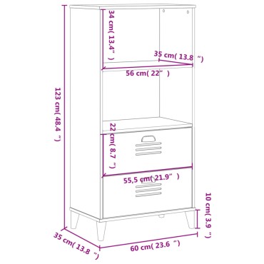 vidaXL Βιβλιοθήκη VIKEN Λευκή 60x35x123cm από Επεξεργασμένο Ξύλο 1 τεμ.
