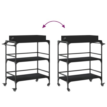 vidaXL Τρόλεϊ Κουζίνας Μαύρο 81,5x41x92,5cm από Επεξεργασμένο Ξύλο 1 τεμ.