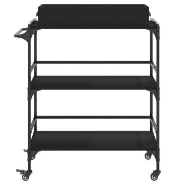 vidaXL Τρόλεϊ Κουζίνας Μαύρο 81,5x41x92,5cm από Επεξεργασμένο Ξύλο 1 τεμ.