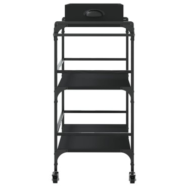 vidaXL Τρόλεϊ Κουζίνας Μαύρο 81,5x41x92,5cm από Επεξεργασμένο Ξύλο 1 τεμ.