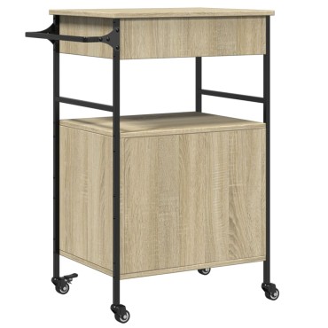 vidaXL Τρόλεϊ Κουζίνας Sonoma Δρυς 56x43x89,5cm Επεξεργασμένο Ξύλο 1 τεμ.