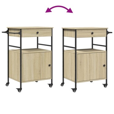 vidaXL Τρόλεϊ Κουζίνας Sonoma Δρυς 56x43x89,5cm Επεξεργασμένο Ξύλο 1 τεμ.