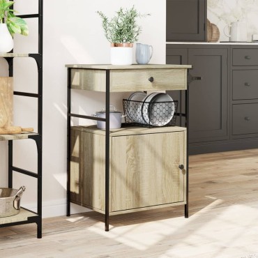 vidaXL Τρόλεϊ Κουζίνας Sonoma Δρυς 56x43x89,5cm Επεξεργασμένο Ξύλο 1 τεμ.