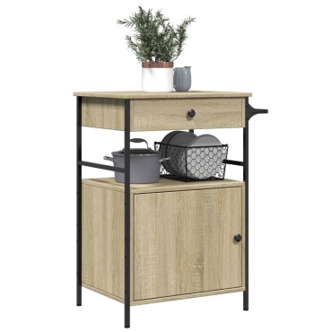 vidaXL Τρόλεϊ Κουζίνας Sonoma Δρυς 56x43x89,5cm Επεξεργασμένο Ξύλο 1 τεμ.