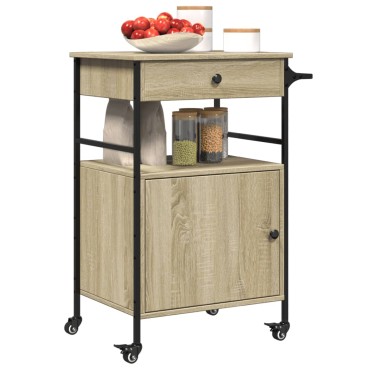 vidaXL Τρόλεϊ Κουζίνας Sonoma Δρυς 56x43x89,5cm Επεξεργασμένο Ξύλο 1 τεμ.