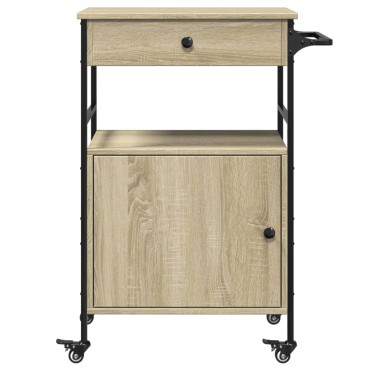 vidaXL Τρόλεϊ Κουζίνας Sonoma Δρυς 56x43x89,5cm Επεξεργασμένο Ξύλο 1 τεμ.