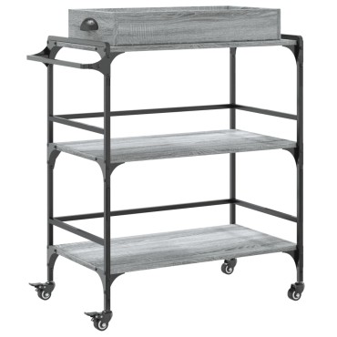vidaXL Τρόλεϊ Κουζίνας Sonoma Γκρι 81,5x41x92,5cm Επεξεργασμένο Ξύλο 1 τεμ.