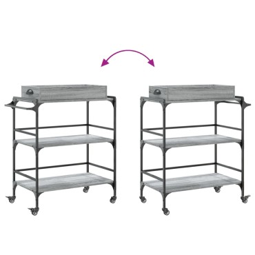 vidaXL Τρόλεϊ Κουζίνας Sonoma Γκρι 81,5x41x92,5cm Επεξεργασμένο Ξύλο 1 τεμ.