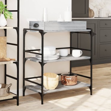 vidaXL Τρόλεϊ Κουζίνας Sonoma Γκρι 81,5x41x92,5cm Επεξεργασμένο Ξύλο 1 τεμ.
