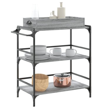 vidaXL Τρόλεϊ Κουζίνας Sonoma Γκρι 81,5x41x92,5cm Επεξεργασμένο Ξύλο 1 τεμ.