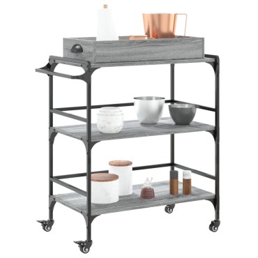 vidaXL Τρόλεϊ Κουζίνας Sonoma Γκρι 81,5x41x92,5cm Επεξεργασμένο Ξύλο 1 τεμ.