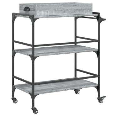 vidaXL Τρόλεϊ Κουζίνας Sonoma Γκρι 81,5x41x92,5cm Επεξεργασμένο Ξύλο 1 τεμ.