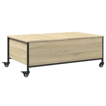 vidaXL Τραπεζάκι Σαλονιού Ροδάκια Sonoma Δρυς 91x55x34cm Επεξ. Ξύλο 1 τεμ.