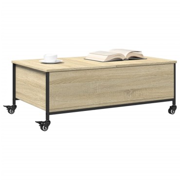 vidaXL Τραπεζάκι Σαλονιού Ροδάκια Sonoma Δρυς 91x55x34cm Επεξ. Ξύλο 1 τεμ.