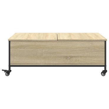 vidaXL Τραπεζάκι Σαλονιού Ροδάκια Sonoma Δρυς 91x55x34cm Επεξ. Ξύλο 1 τεμ.