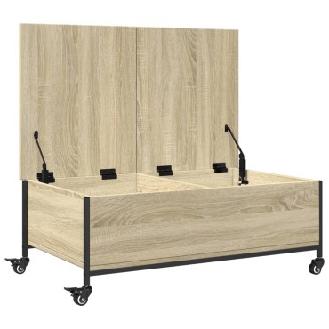 vidaXL Τραπεζάκι Σαλονιού Ροδάκια Sonoma Δρυς 91x55x34cm Επεξ. Ξύλο 1 τεμ.