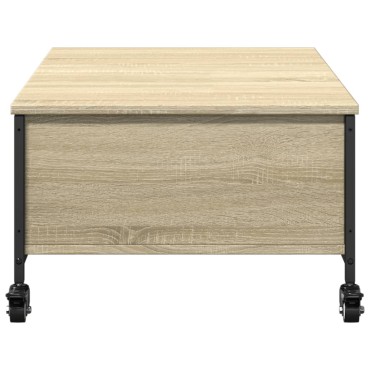 vidaXL Τραπεζάκι Σαλονιού Ροδάκια Sonoma Δρυς 91x55x34cm Επεξ. Ξύλο 1 τεμ.
