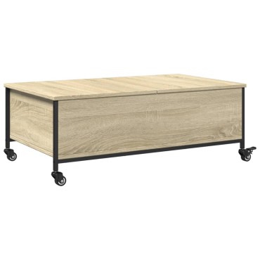 vidaXL Τραπεζάκι Σαλονιού Ροδάκια Sonoma Δρυς 91x55x34cm Επεξ. Ξύλο 1 τεμ.