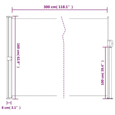 vidaXL Πτυσσόμενη Πλαϊνή Τέντα Ανθρακί 160x300 εκ.