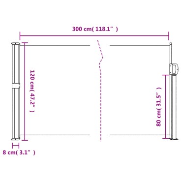 vidaXL Σκίαστρο Πλαϊνό Συρόμενο Ανθρακί 117 x 300 εκ.
