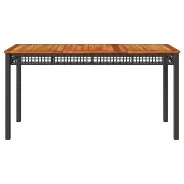 vidaXL Τραπέζι Κήπου Μαύρο 140x80x75cm Συνθετικό Ρατάν/Ξύλο Ακακίας 1 τεμ.