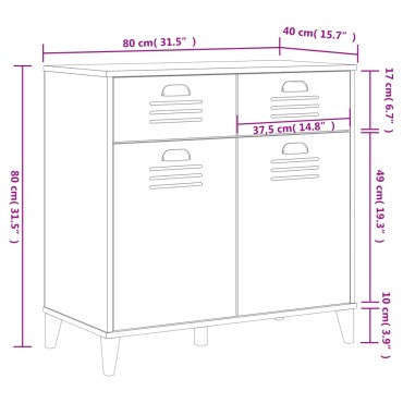 vidaXL Μπουφές VIKEN Ανθρακί Γκρι 80x40x80cm από Επεξεργασμένο Ξύλο 1 τεμ.