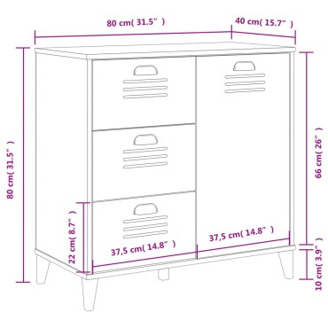 vidaXL Μπουφές VIKEN Ανθρακί Γκρι 80x40x80cm από Επεξεργασμένο Ξύλο 1 τεμ.