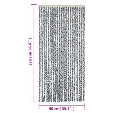 vidaXL Σήτα Εντόμων Γκρι/Μαύρη/Λευκή 90x220 εκ. από Σενίλ