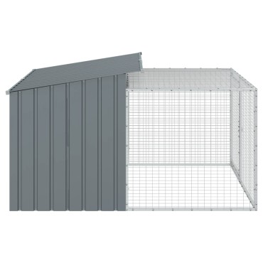 vidaXL Σπιτάκι Σκύλου με Αυλή Ανθρακί 153x194x110 εκ. Γαλβαν. Χάλυβας