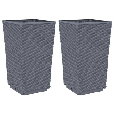 vidaXL Ζαρντινιέρες Κήπου 2 τεμ. Μπλε Γκρι 32,5x32,5x57 εκ. Πολυπροπυλένιο