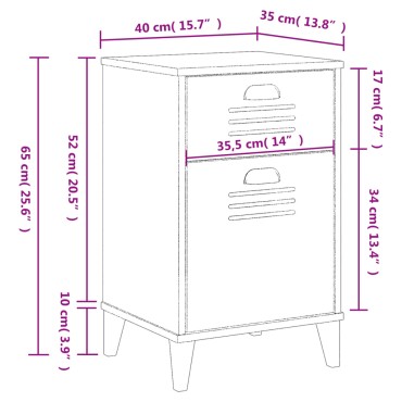 vidaXL Κομοδίνο VIKEN Λευκό από Επεξεργασμένο Ξύλο 40x36x65cm 1 τεμ.