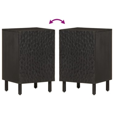vidaXL Ντουλάπι Μπάνιου Μαύρο 38x33x58cm από Μασίφ Ξύλο Μάνγκο 1 τεμ.