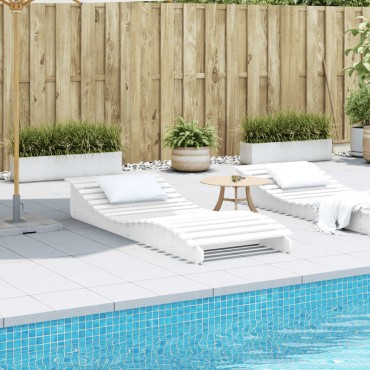 vidaXL Ξαπλώστρα Λευκό 205x80x31,5cm από Μασίφ Ξύλο Πεύκου 1 τεμ.