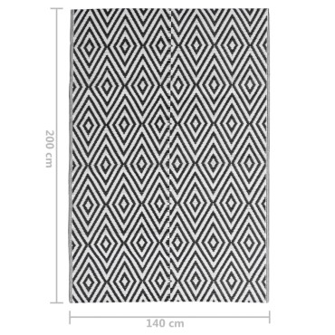 vidaXL Χαλί εξωτερικού χώρου ARAKIL Μαύρο 140x200 cm PP