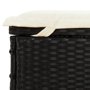 vidaXL Ξαπλώστρα Πτυσσόμενη Οροφή Μαύρη 213x63x97cm Συνθ. Ρατάν 1 τεμ.
