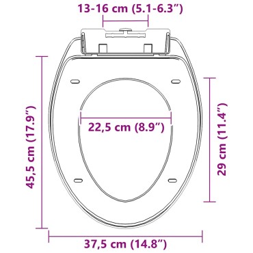 vidaXL Κάλυμμα Λεκάνης με Soft Close & Quick Release Μαύρο
